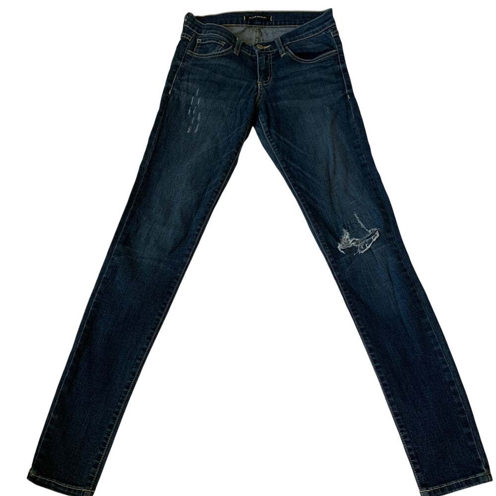 Flying Monkey Womens 26 Dark Wash Blue Distressed Skinny Jeans Ripped Knee Denim